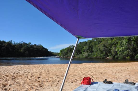 A vista da varanda da nossa barraca, na Prainha do Rio Novo, no Jalapão - TO